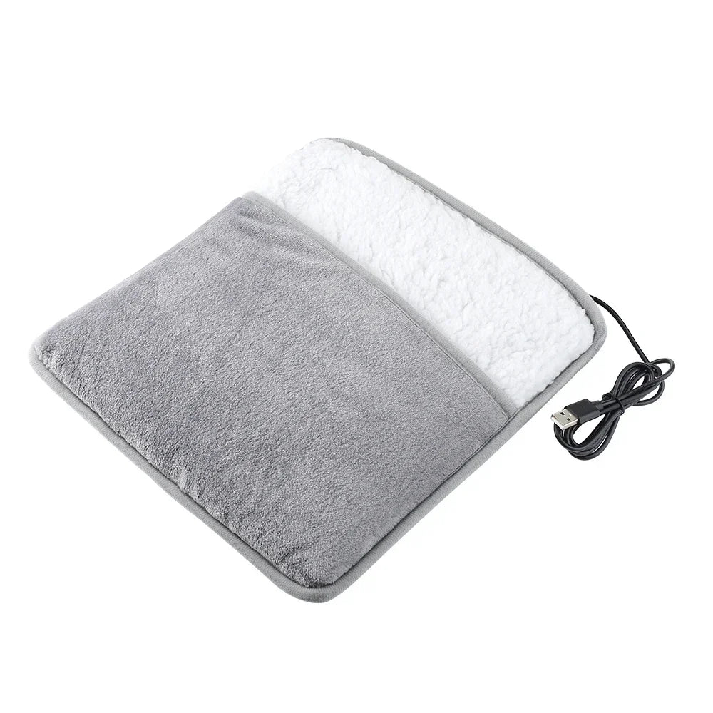 USB Electric Foot Warmer Heating Pad Soft Plush Washable Winter Heater Mat