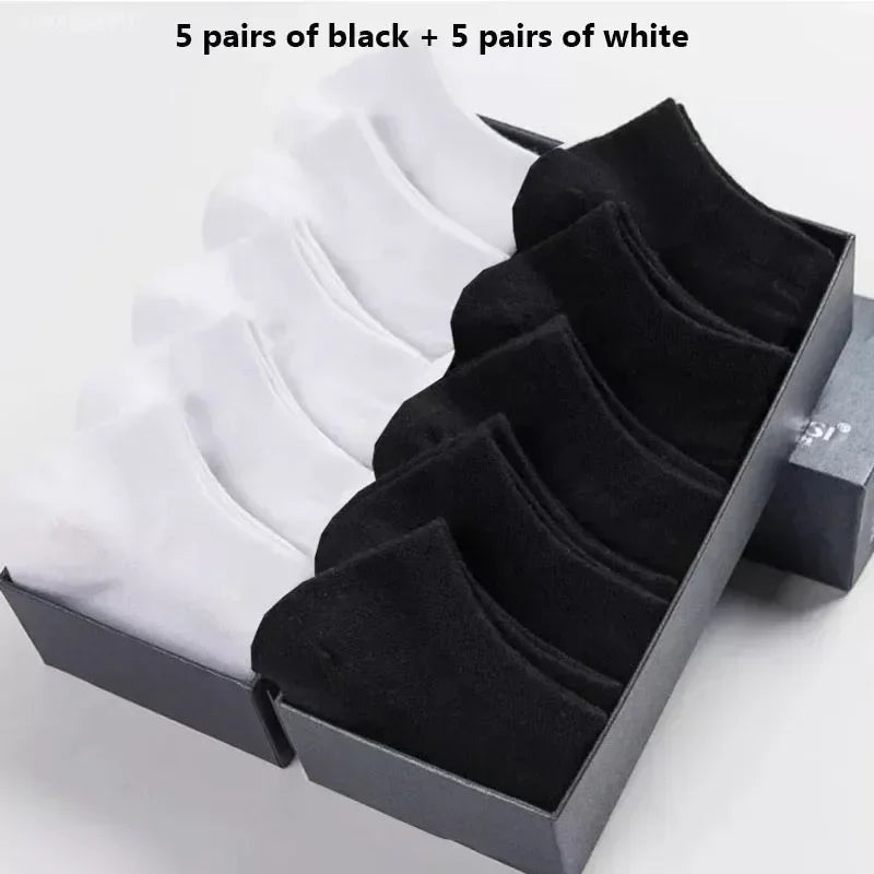 5/10 Pairs Women Socks Breathable Sports socks Solid Color Boat socks Comfortable Cotton AnkleSocks White Black