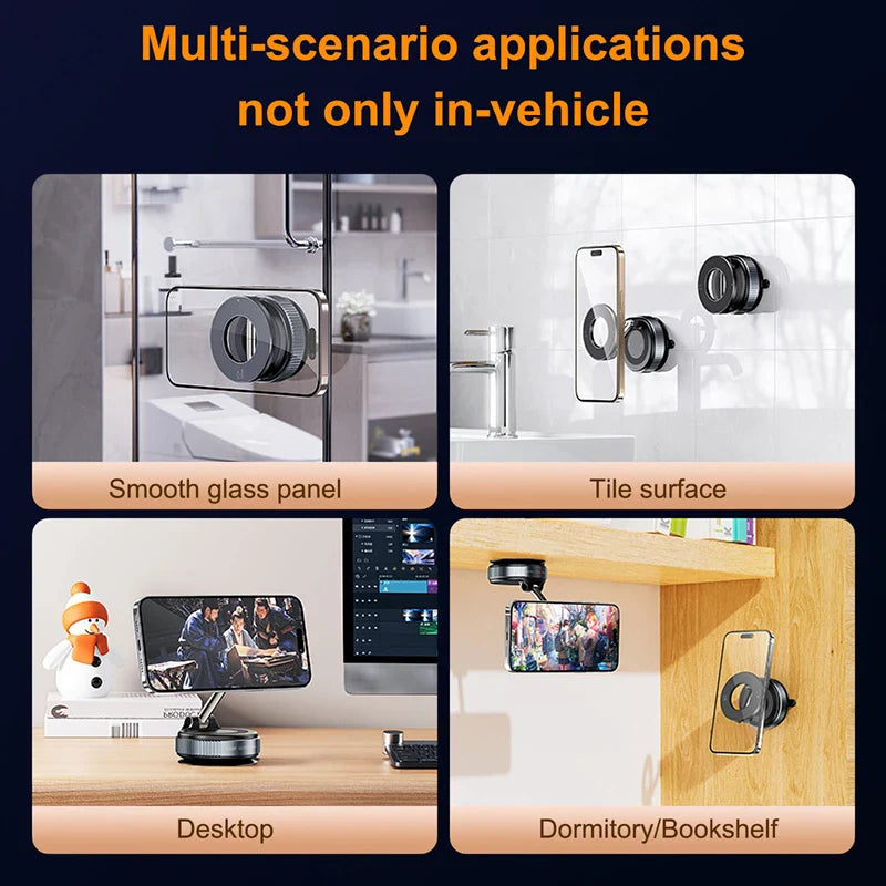 Foldable magnetic car phone holder, vacuum suction cup rotating 360 °, suitable for multi angle adjustment of vehicles and walls