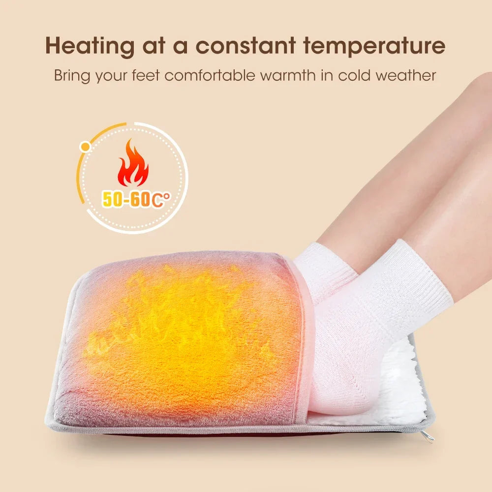 USB Electric Foot Warmer Heating Pad Soft Plush Washable Winter Heater Mat