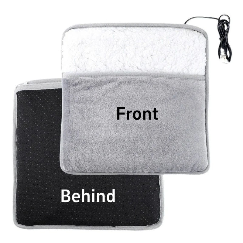 USB Electric Foot Warmer Heating Pad Soft Plush Washable Winter Heater Mat