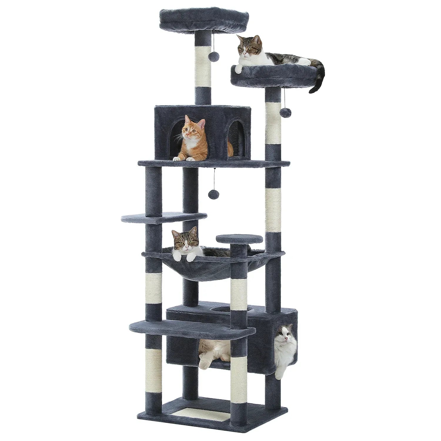 Large Cat Tree and Tower for Indoor Cats With Sisal-Covered Scratching Posts Spacious Hammock Padded Perches and Condos Cat Toys