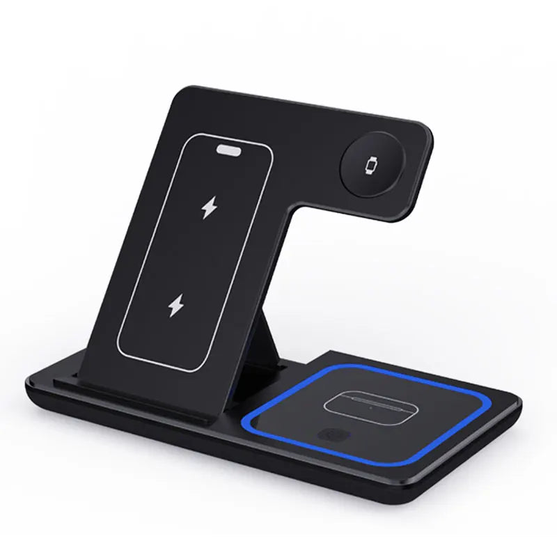 30W LED Fast Wireless Charger Stand 3 in 1 Foldable Charger