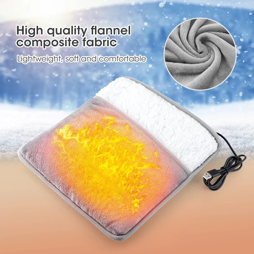 USB Electric Foot Warmer Heating Pad Soft Plush Washable Winter Heater Mat