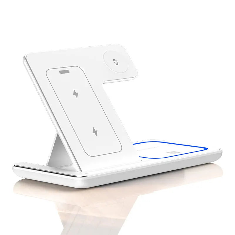 30W LED Fast Wireless Charger Stand 3 in 1 Foldable Charger