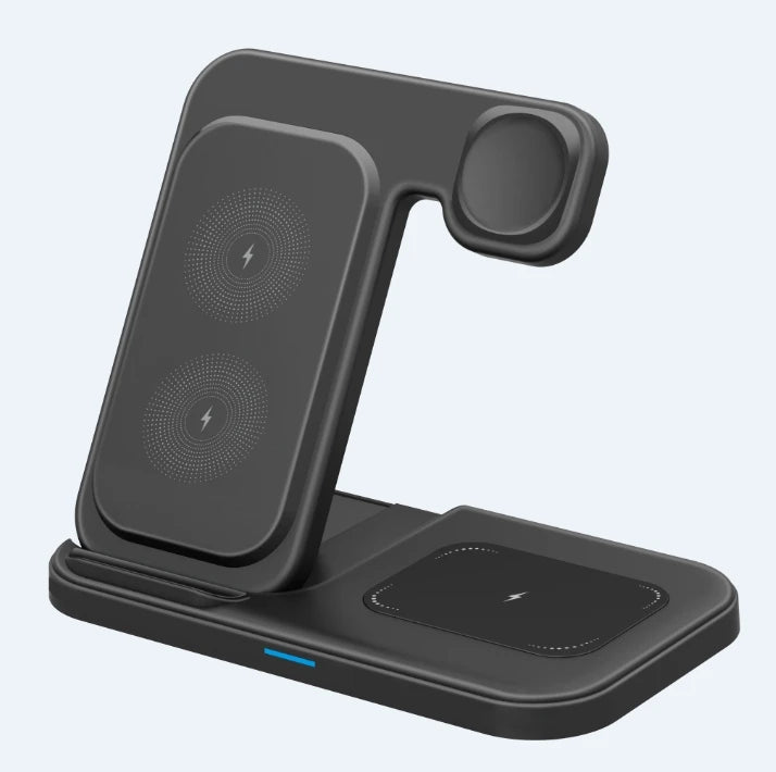 30W LED Fast Wireless Charger Stand 3 in 1 Foldable Charger