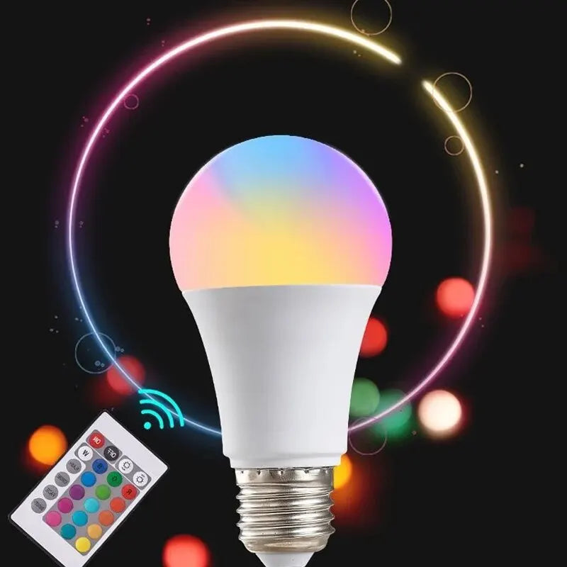 16 Color LED Multicolor Smart Light Bulb E27 220V Household Lighting Dimmable 24 Key Remote Control