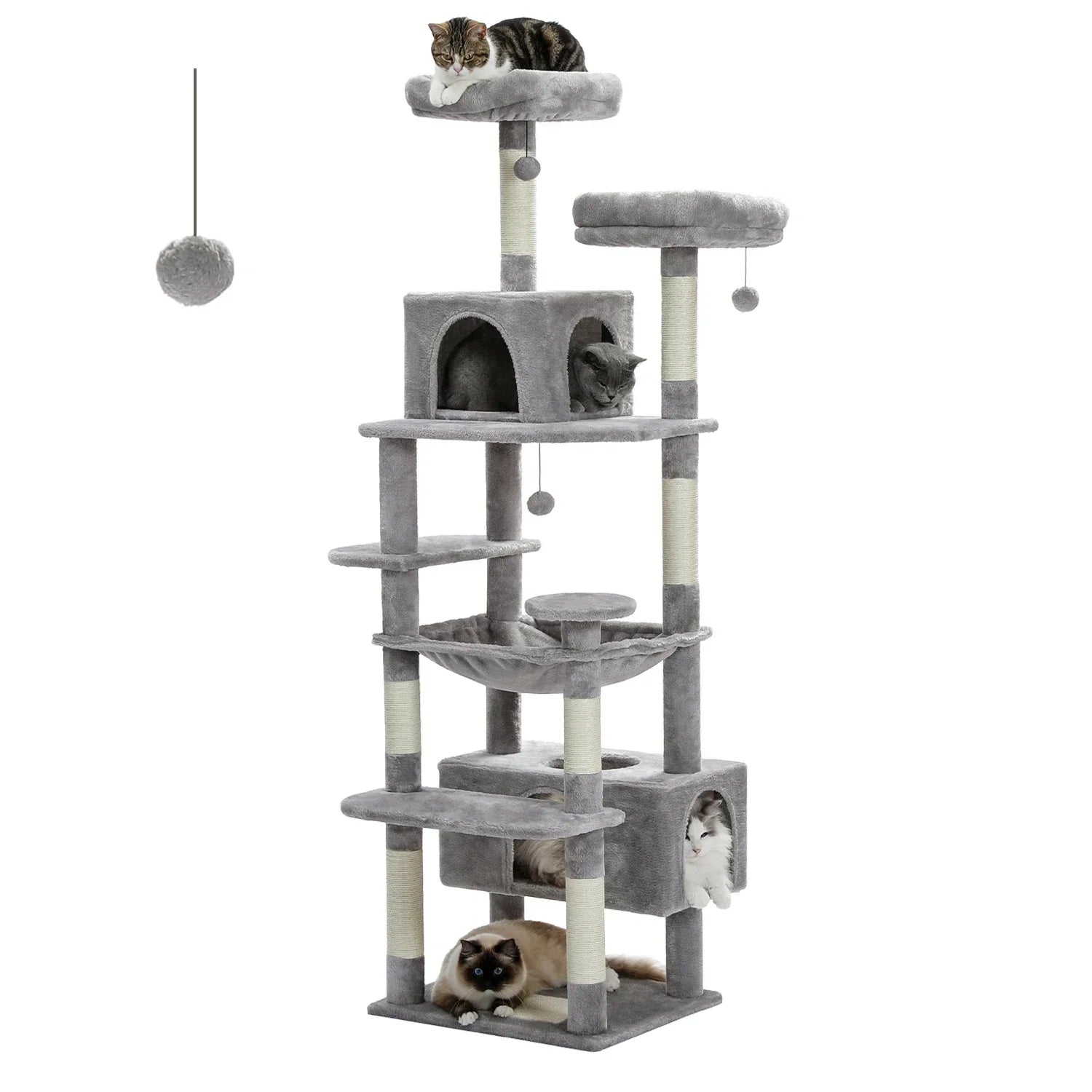 Large Cat Tree and Tower for Indoor Cats With Sisal-Covered Scratching Posts Spacious Hammock Padded Perches and Condos Cat Toys