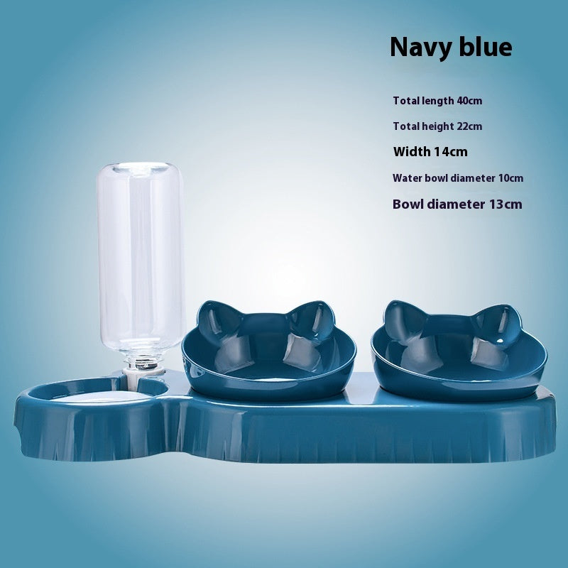 Food Basin Double Bowl Protective Cervical Spine Automatic Drinking Bowl Pet Supplies